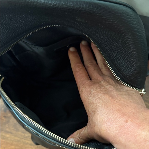 Kate Spade Black Leather Backpack with Silver Zippers - Picture 3 of 14